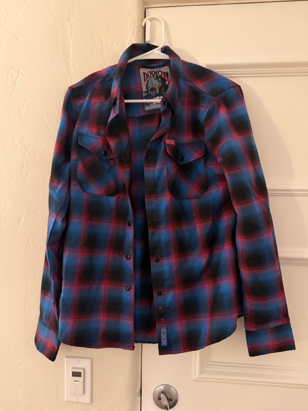 Dixon Flannel Button-Up Shirt in Blue & Red Plaid